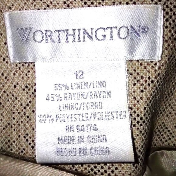 Worthington Beige Snakeskin Print Linen Blend Blazer Jacket Size 12 - Picture 3 of 4